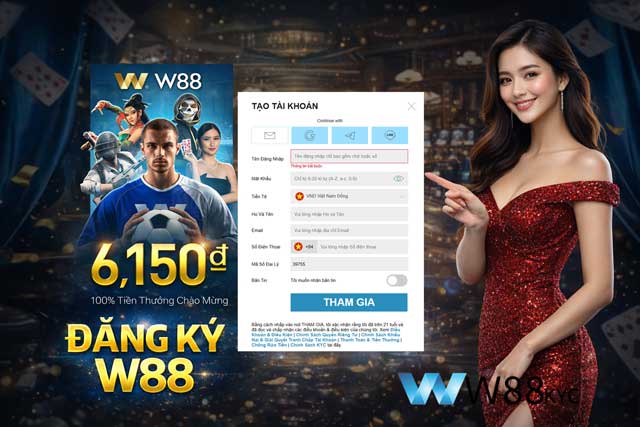 Hướng Dẫn Đăng Ký W88 An Toàn - Nhận Ngay 90K Miễn Phí Cực Đã 2026 1 Đăng ký W88 nhận ngay 90K tiền cược miễn phí dành cho thành viên mới 2026